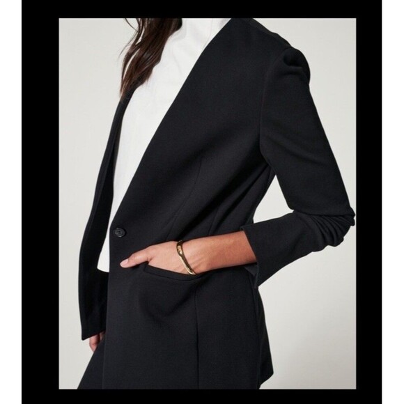 SPANX Perfect Collarless Blazer Medium Black Ponte Stretch Relaxed Casual - Picture 2 of 10